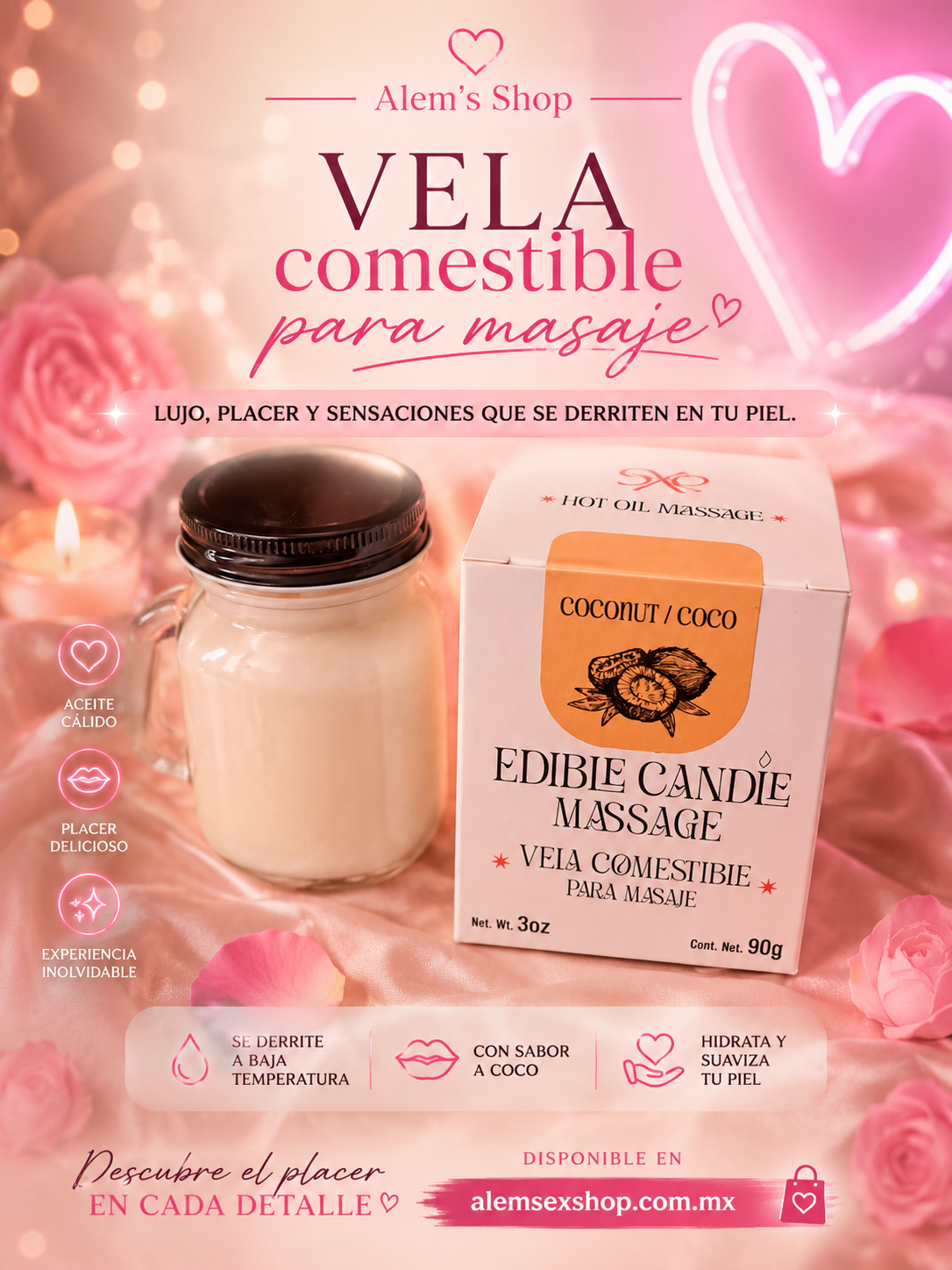 Vela comestible para masaje SXO